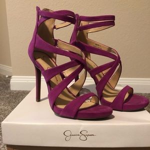 Jessica Simpson magenta suede strappy sandal